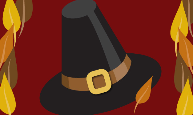 A pilgrim hat on a red background
