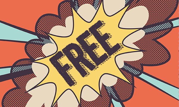 Comic-style drawing of the word free