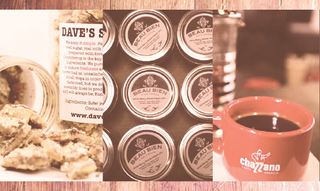 A collage of Michigan made food and drink gifts