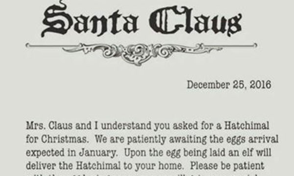 Can't Find a Hatchimal? Parents Give Kids Sorry Notes from Santa