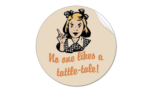 Image of a button that features a girl and the words 
