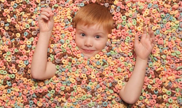 Kid buried in cereal