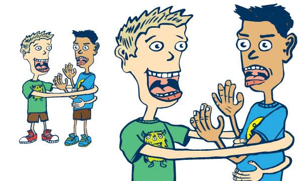 Illustration of a child grabbing another child