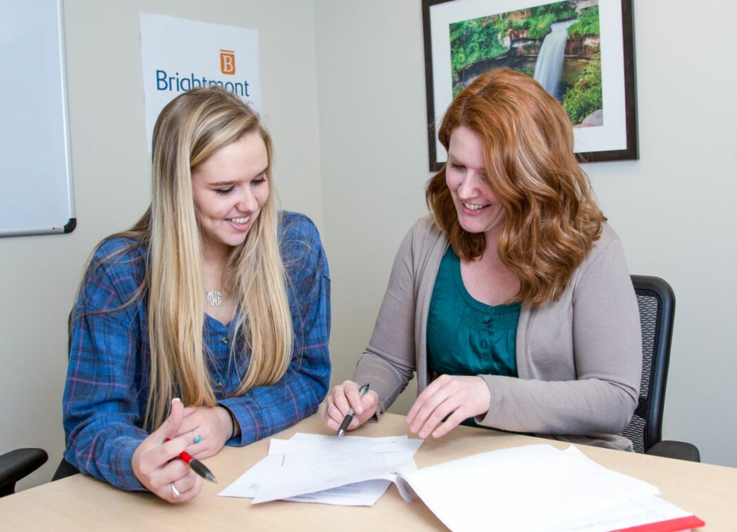 A student and teacher work together at Brightmont Academy