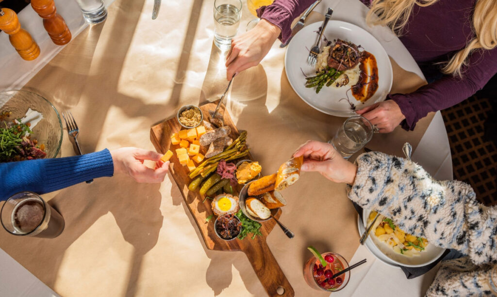 Table view of diners in Traverse City