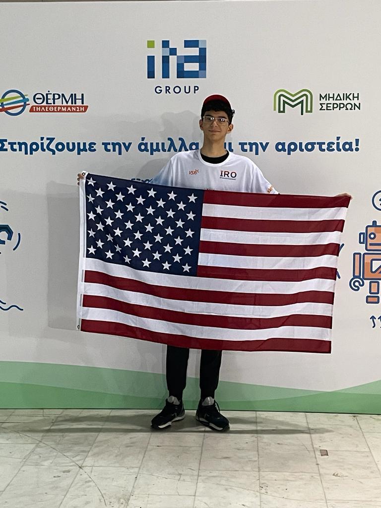 Jurius Azar competing in the International Robotics Olympiad in Greece
