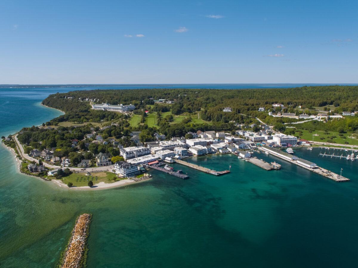 Drone Downtown at Mackinac Island