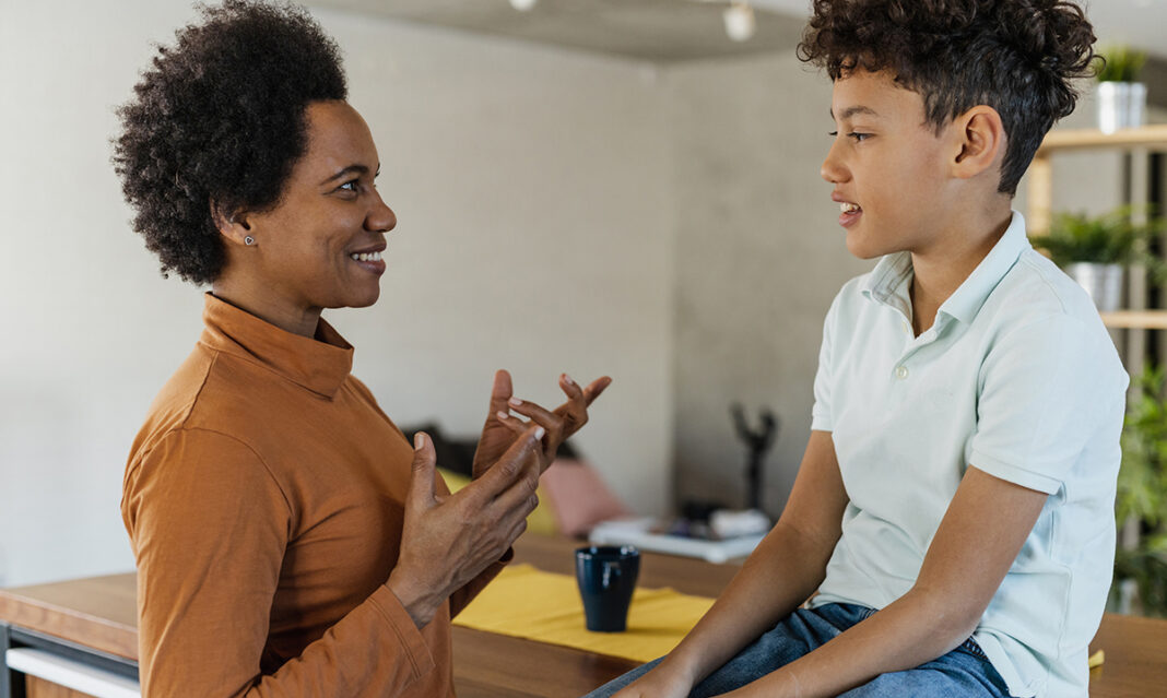 Mother and son spending quality time together