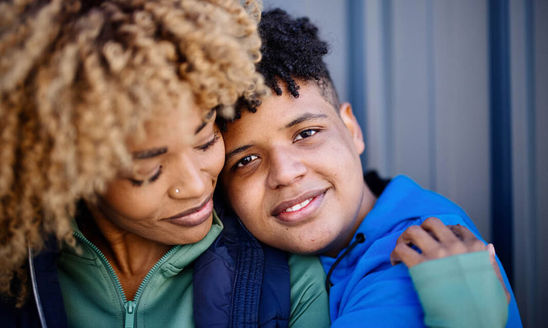 Mother and son spending time together