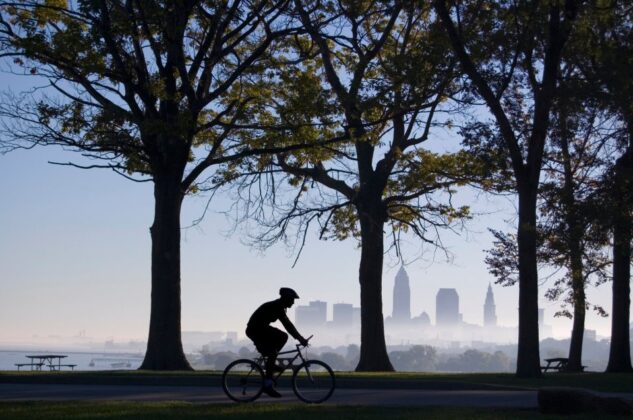 Cyclist at Edgewater