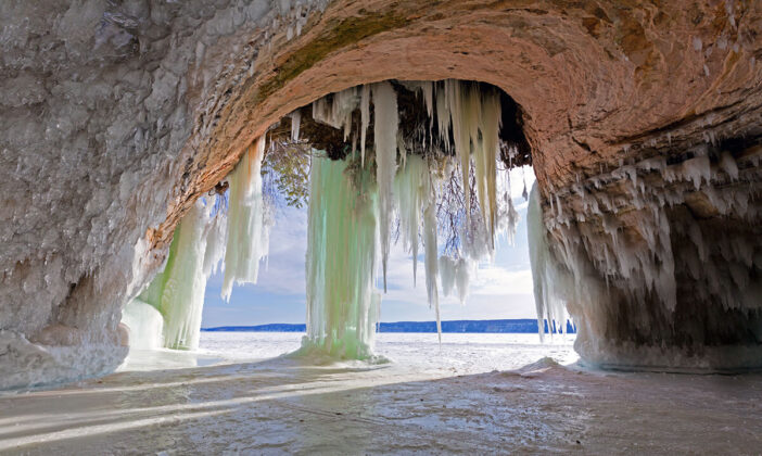 Ice Curtains on Grand Island near Munising Michigan