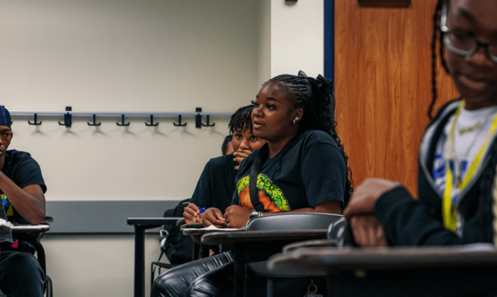 student-attending-GVSU-college-prep-week-participating-in-class