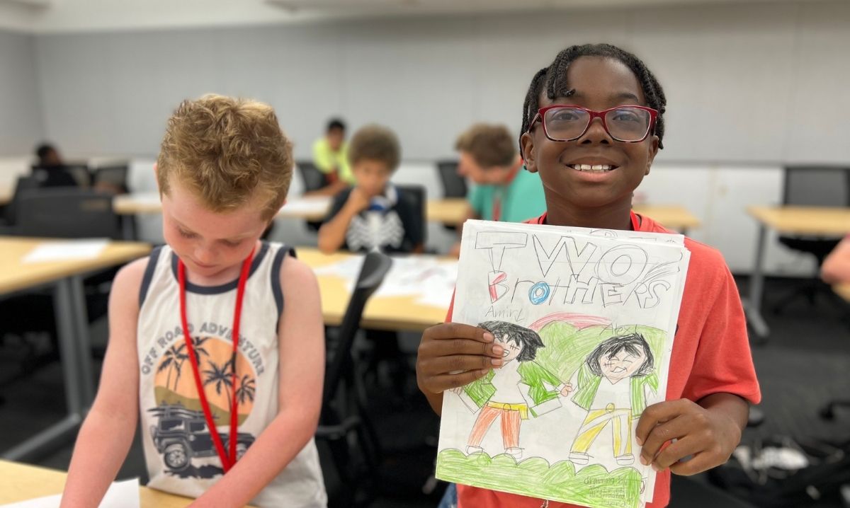 Students participate in CCS youth and teen summer camps, creating artwork during a hands-on art class in Detroit.