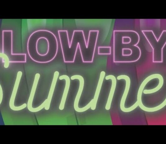 Glow-Bye Summer event banner for Oakland County Parks featuring neon text promoting family-friendly activities at Friendship Park.