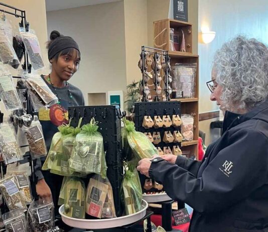 Shoppers browse handmade gifts and local goods at the Canton Holiday Artisan Market at Summit on the Park in Canton Michigan.