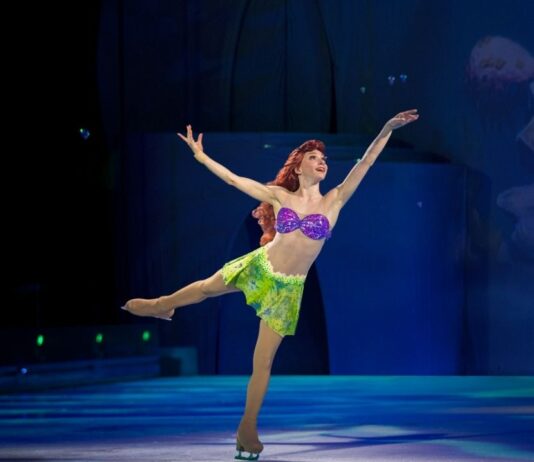 Disney On Ice: Mickey’s Search Party at Little Caesars Arena Ariel from The Little Mermaid performs on the ice during Disney On Ice Mickey’s Search Party at Little Caesars Arena in Detroit.