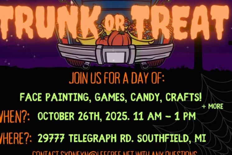 Kids and families enjoy face painting, games, candy, and crafts at the Trunk-or-Treat event in Southfield for Halloween fun.