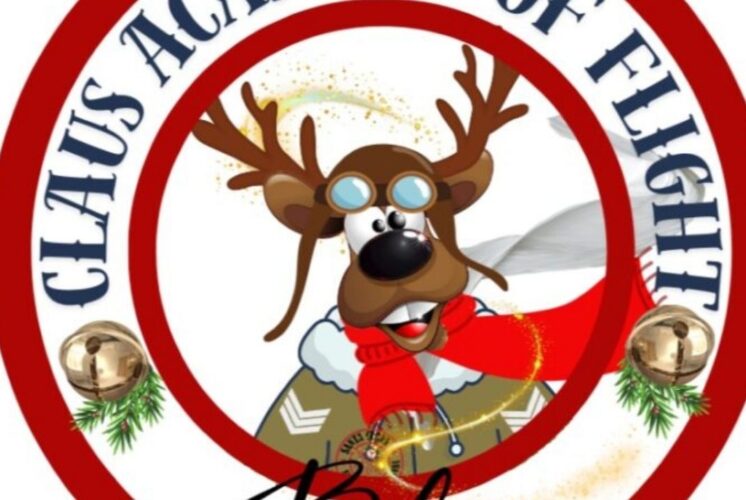 Illustration of Dashing Donny the reindeer wearing goggles and a red scarf for the Dashing Donny’s Flight Academy event at Canterbury Village.