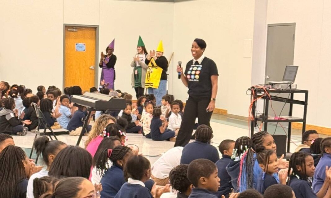 Students at Metro Charter Academy in Romulus, Michigan, gathered for the October Moral Focus Assembly featuring Principal Kimberly Johnson and staff in costume.