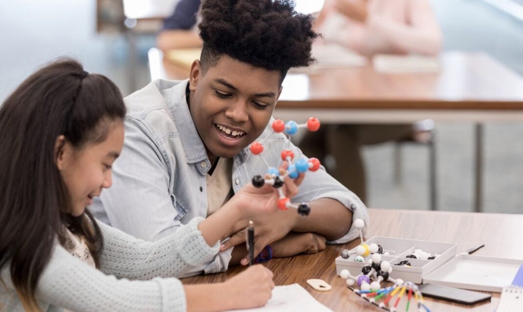 Students work together on a hands on STEM project during class as Utica Community Schools expands learning and wellness opportunities.