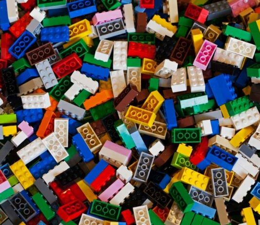 Holiday Bricktacular at LEGOLAND Discovery Center Colorful LEGO bricks used during Holiday Bricktacular at LEGOLAND Discovery Center for festive family building activities