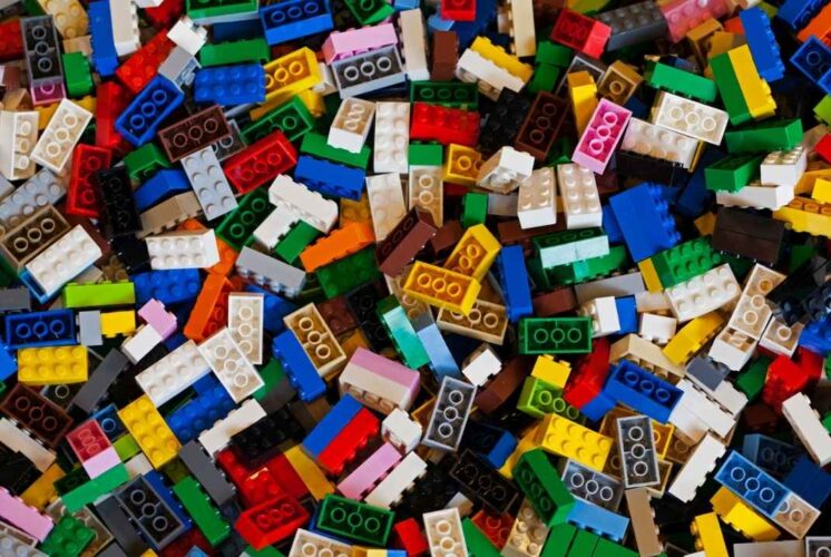 Colorful LEGO bricks used during Holiday Bricktacular at LEGOLAND Discovery Center for festive family building activities