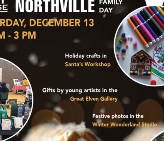 There’s Snow Place Like Northville Family Day Promotional graphic for There’s Snow Place Like Northville Family Day at Northville Art House featuring crafts young artist gifts and festive photo stations