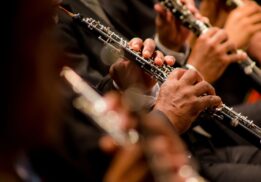 Ann Arbor Concert Band The Planets performed live as musicians play woodwinds during a family friendly classical concert at Michigan Theater
