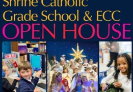 Shrine Catholic Grade School open house showing students learning, performing and exploring classrooms during a family school tour