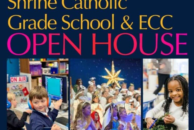 Shrine Catholic Grade School open house showing students learning, performing and exploring classrooms during a family school tour