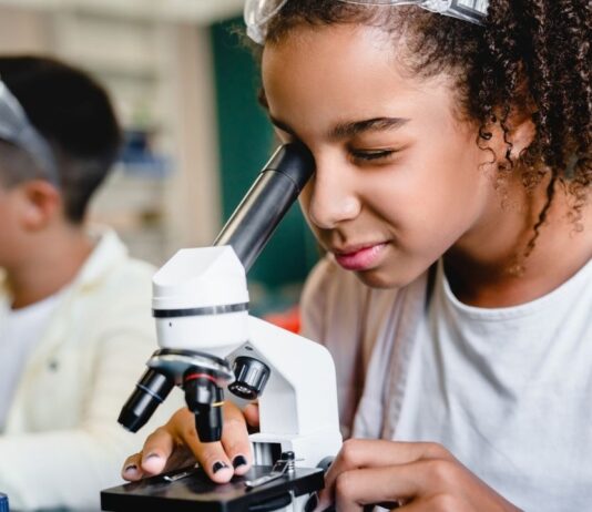 Science Saturdays at Briarwood Mall Science Saturdays at Briarwood Mall with kids exploring hands on STEM activities and using a microscope during themed science fun