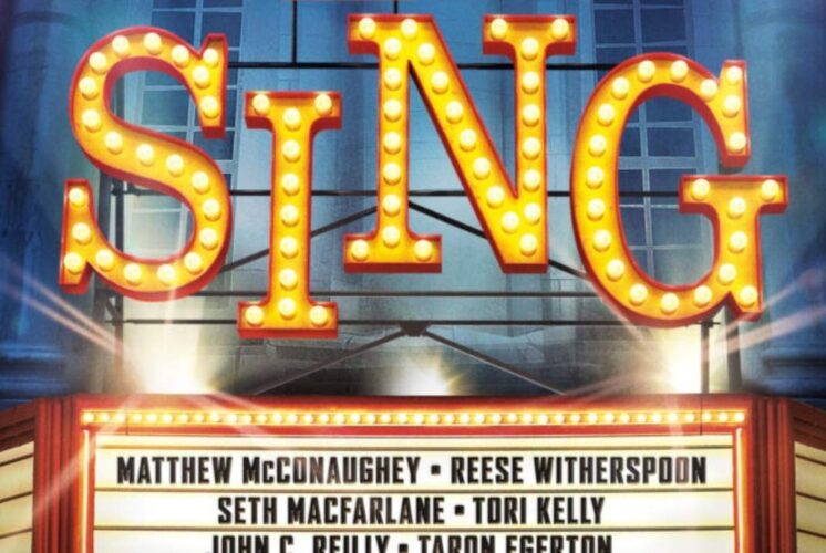 Sing Movie Screening at KickstART Gallery featuring the animated film Sing with bright theater marquee and family friendly fun