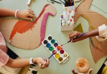 Kids create red white and blue crafts during Second Saturdays Red White and Blue Celebration at The War Memorial family event