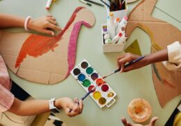 Kids create red white and blue crafts during Second Saturdays Red White and Blue Celebration at The War Memorial family event