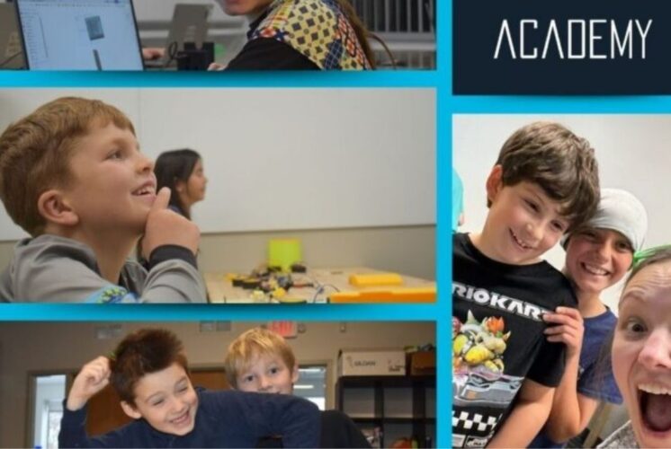 Kids at Spring Break STEM Camp at Future Innovators Academy learning coding robotics and hands-on STEM activities together