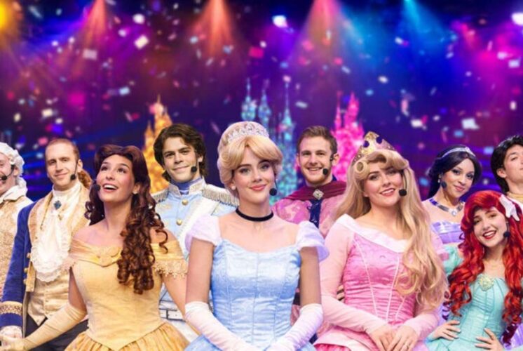 The Fairytale Princess Ball at Fairytale Fun Place features princess performers on stage during the family event.