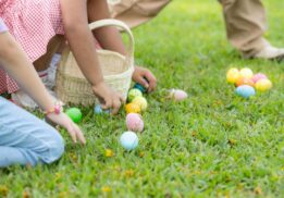 Warren Spring Carnival at Warren Community Center image of children collecting eggs during the family egg hunt.