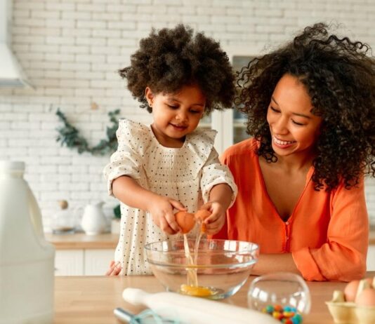 Kids can cook spring veggie fritters cmpl north branch cooking activity with child cracking eggs and learning recipe skills with adult support