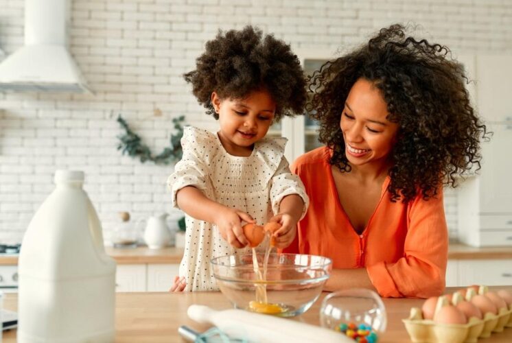 Kids can cook spring veggie fritters cmpl north branch cooking activity with child cracking eggs and learning recipe skills with adult support