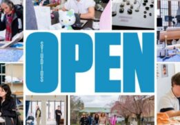 Open Studios at Cranbrook Academy of Art collage showing artists at work and campus scenes during family friendly open house event