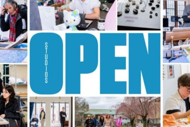 Open Studios at Cranbrook Academy of Art collage showing artists at work and campus scenes during family friendly open house event
